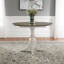 Liberty Furniture Magnolia Manor Drop Leaf Table in Antique White Base w/ Weathered Bark Tops