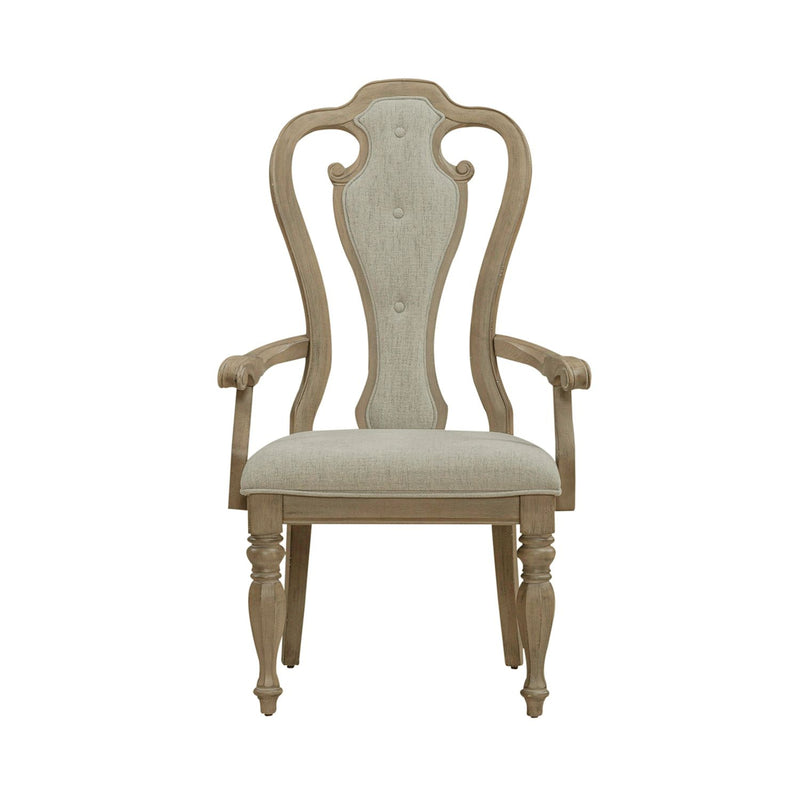 Liberty Furniture Magnolia Manor Splat Back Upholstered Arm Chair (RTA) (Set of 2) in Weathered Bisque