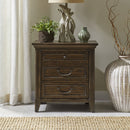Paradise Valley Nightstand with Charging Station in Saddle Brown image