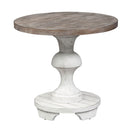 Sedona Round End Table in Heavy Distressed White