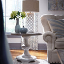 Sedona Round End Table in Heavy Distressed White