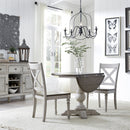 Liberty Furniture Cottage Lane Drop Leaf Single Pedestal Table in Antique White