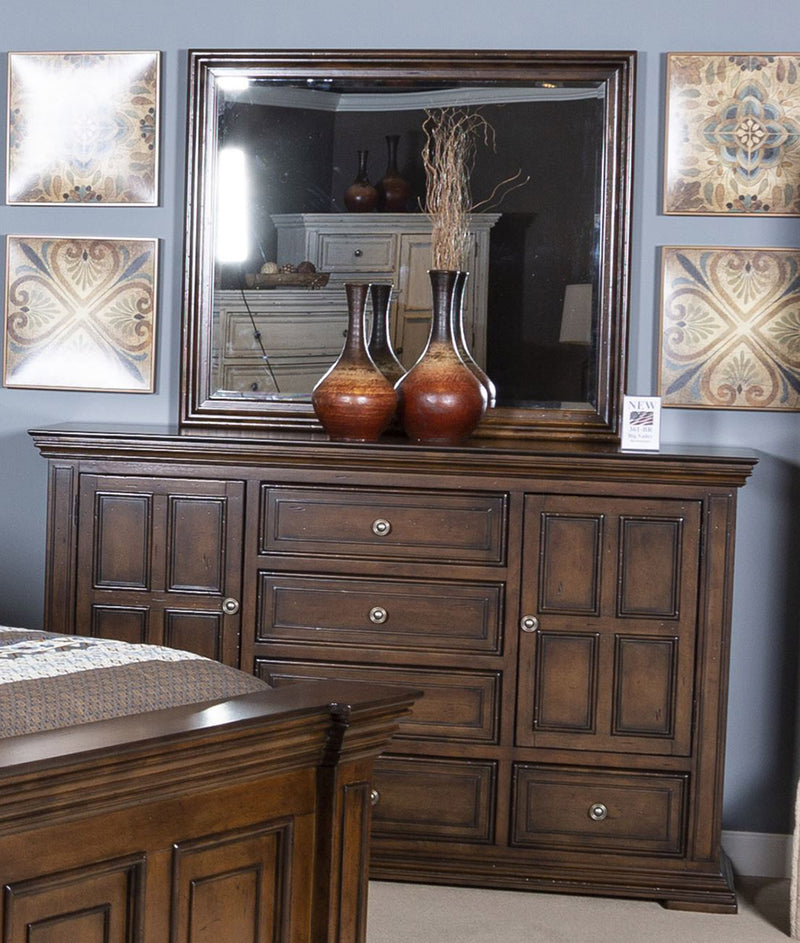 Liberty Furniture Big Valley 2 Door with 6 Drawer Dresser in Brownstone