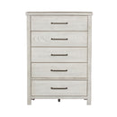 Modern Farmhouse 5 Drawer Chest in White