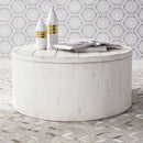 Liberty Modern Farmhouse Drum Cocktail Table in Flea Market White image