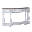 Magnolia Manor 56 Inch Hall Console Table in Antique White Base w/ Weathered Bark Tops image