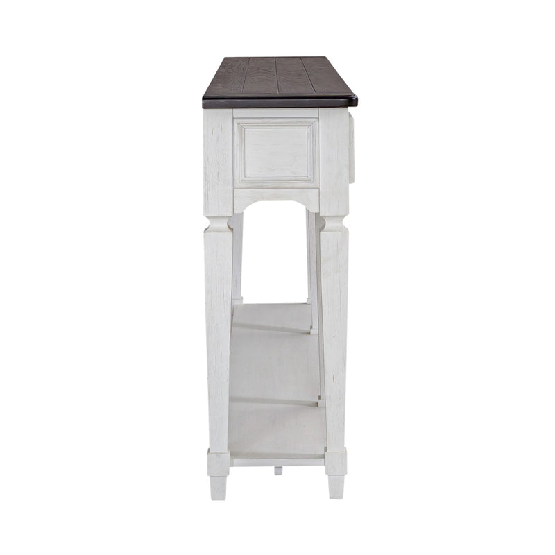 Liberty Furniture Allyson Park 72" Hall Table in Wirebrushed White with Charcoal Top EST SHIP TIME APPX 4 WEEKS