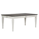 Allyson Park Rectangular Leg Table in White with Charcoal