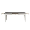 Allyson Park Rectangular Leg Table in White with Charcoal