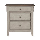 Ivy Hollow 3 Drawer Nightstand w/ Charging Station in Weathered Linen