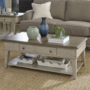 Liberty Furniture Ivy Hollow Drawer Cocktail Table in Weathered Linen with Dusty Taupe Top image