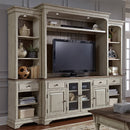 Liberty Morgan Creek Entertainment TV Stand in Antique White Finish with Wire Brushed Tobacco Accents