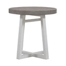Liberty Furniture Palmetto Heights Round End Table in Shell White & Driftwood image