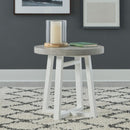 Liberty Furniture Palmetto Heights Round End Table in Shell White & Driftwood
