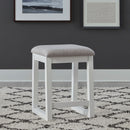 Liberty Furniture Palmetto Heights Upholstered Swivel Stool in Shell White & Driftwood