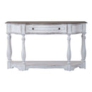 Magnolia Manor 56 Inch Hall Console Table in Antique White Base w/ Weathered Bark Tops image