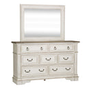 Abbey Park Queen Panel Bed, Dresser & Mirror, Chest