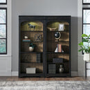 Liberty Furniture Meritage 2pc Bunching Bookcase in Aged Charcoal w/ Rub Thru/Caramel