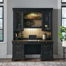 Liberty Furniture Meritage Credenza & Hutch in Aged Charcoal w/ Rub Thru/Caramel