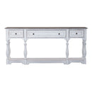 Magnolia Manor 72 Inch Hall Console Table in Antique White Base w/ Weathered Bark Tops image