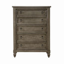 Americana Farmhouse 5 Drawer Chest in Dusty Taupe and Black