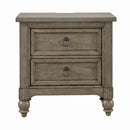 Americana Farmhouse 2 Drawer Nightstand in Dusty Taupe and Black