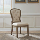 Liberty Furniture Americana Farmhouse Uph Tufted Back Side Chair (Set of 2) in Dusty Taupe & Black