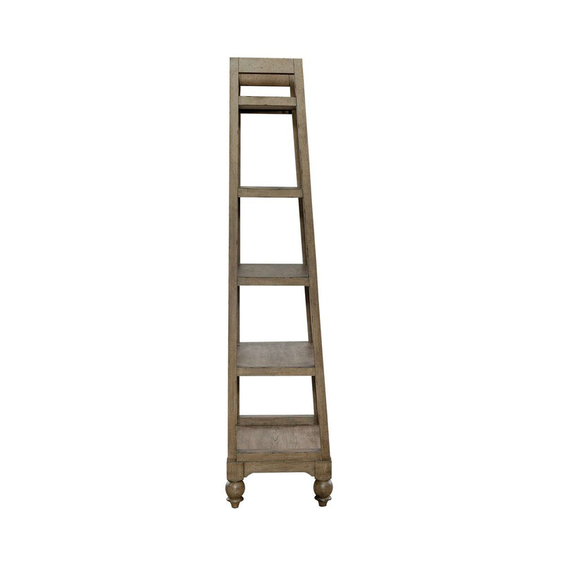 Liberty Furniture Americana Farmhouse Leaning Pier Bookcase in Dusty Taupe