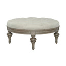 Americana Farmhouse Round Cocktail Ottoman in Dusty Taupe