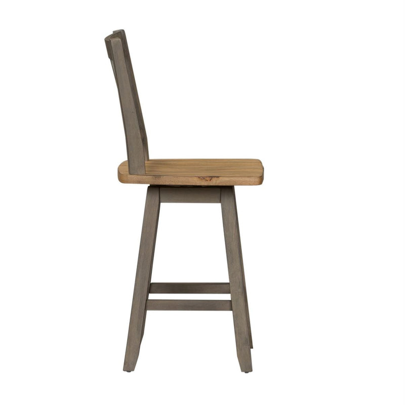 Liberty Furniture Lindsey Farm Counter Height Swivel Chair (RTA) in Gray and Sandstone (Set of 2)