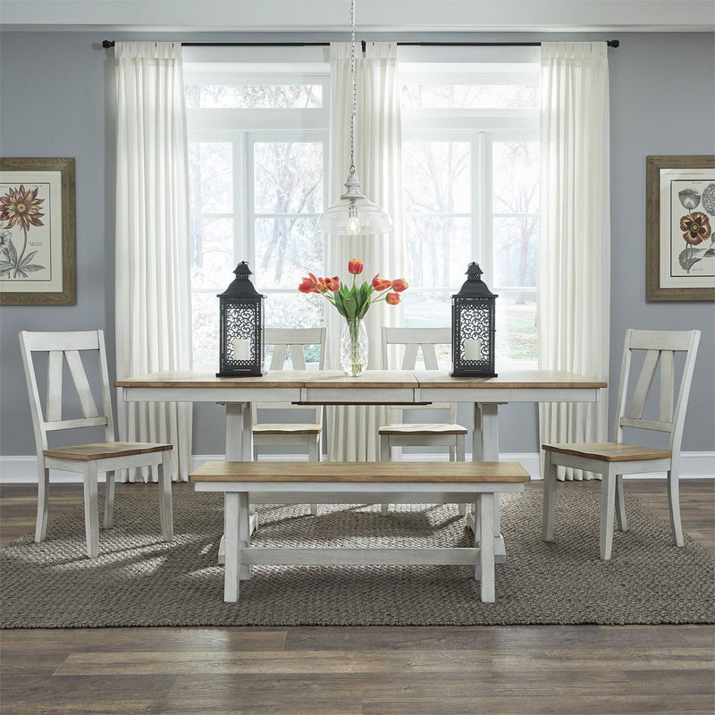 Liberty Furniture Lindsey Farm Backless Bench (RTA) in Weathered White & Sandstone