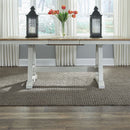 Liberty Furniture Lindsey Farm Trestle Dining Table in Weathered White & Sandstone