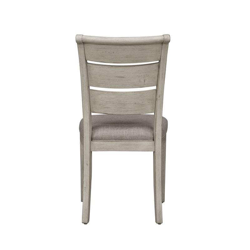 Liberty Furniture Farmhouse Reimagined Ladder Back Upholstered Side Chair (RTA) in Antique White (Set of 2)
