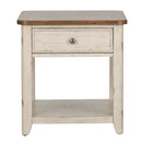 Farmhouse Reimagined End Table with Basket in Antique White