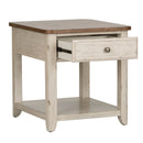 Farmhouse Reimagined End Table with Basket in Antique White