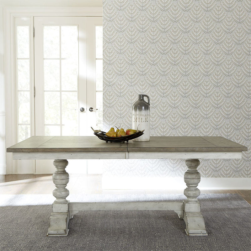 Liberty Furniture Whitney Trestle Table in Weathered Gray
