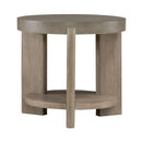 Affinity Round End Table in Dusty Taupe with Concrete Top