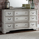 Magnolia Manor Leg 9 Drawer Dresser in Antique White image