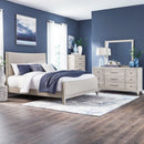 New Haven King Uph Bed, Dresser & Mirror, Chest image