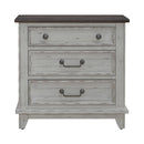 River Place 3 Drawer Nightstand with Charging Station in Riverstone White and Tobacco image