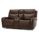 Liberty Furniture Blair Loveseat w/Console P2 & ZG in Cognac