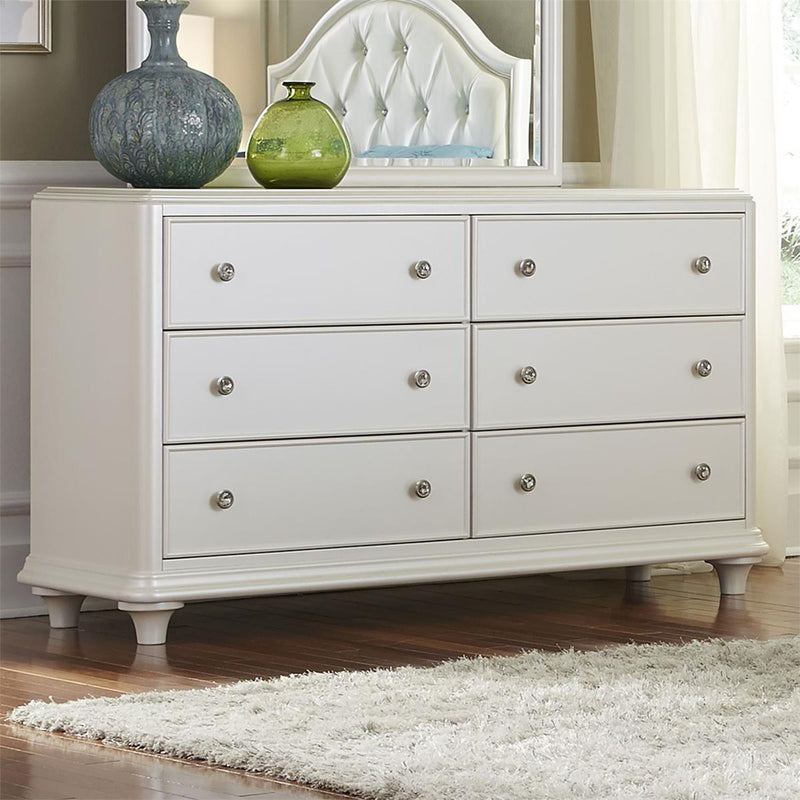 Liberty Furniture Stardust 6 Drawer Dresser in Iridescent White