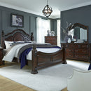Messina Estates King California Poster Bed, Dresser & Mirror image