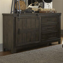 Liberty Furniture Thornwood Hills Barn Door Dresser in Rock Beaten Gray