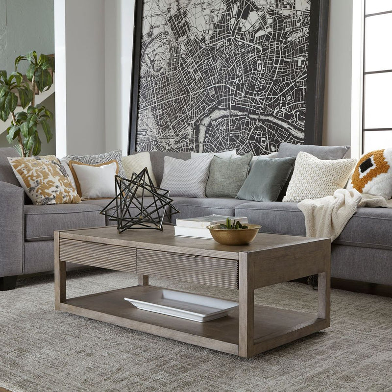 Liberty Furniture Bartlett Field Cocktail Table in Dusty Taupe
