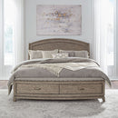 Liberty Furniture Avalon King Panel Storage Bed in Burnished Beige