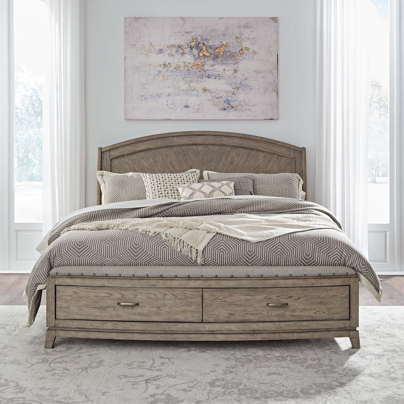 Liberty Furniture Avalon Queen Panel Storage Bed in Burnished Beige