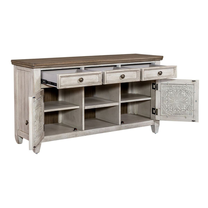 Liberty Heartland 66" Tile TV Console in Antique White