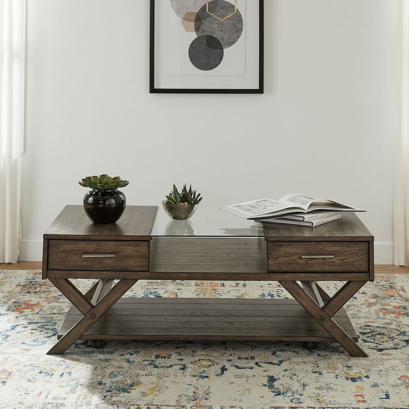 Liberty Furniture Lennox Display Cocktail Table in Brown
