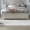 Liberty Furniture Belmar King Panel Bed in Washed Taupe and Silver Champagne